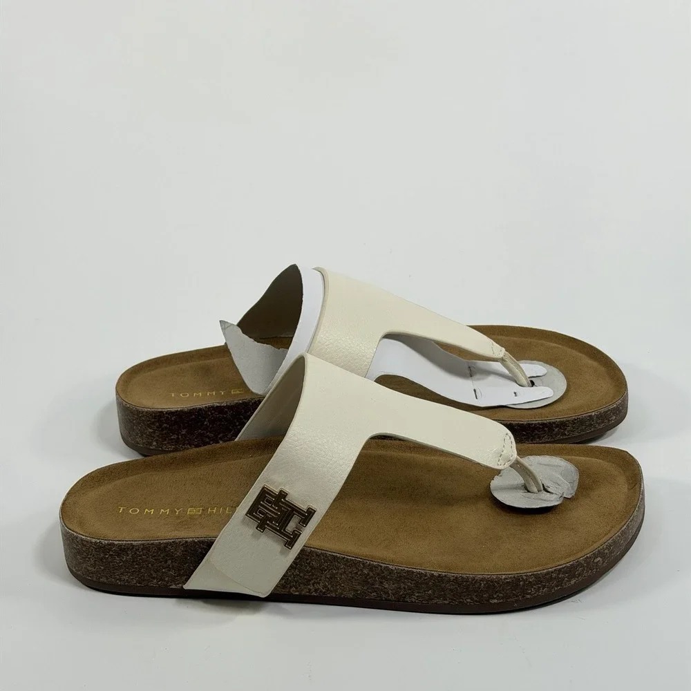 Tommy Hilfiger Size-7.5M Womens White Tobeach Thong Sandals